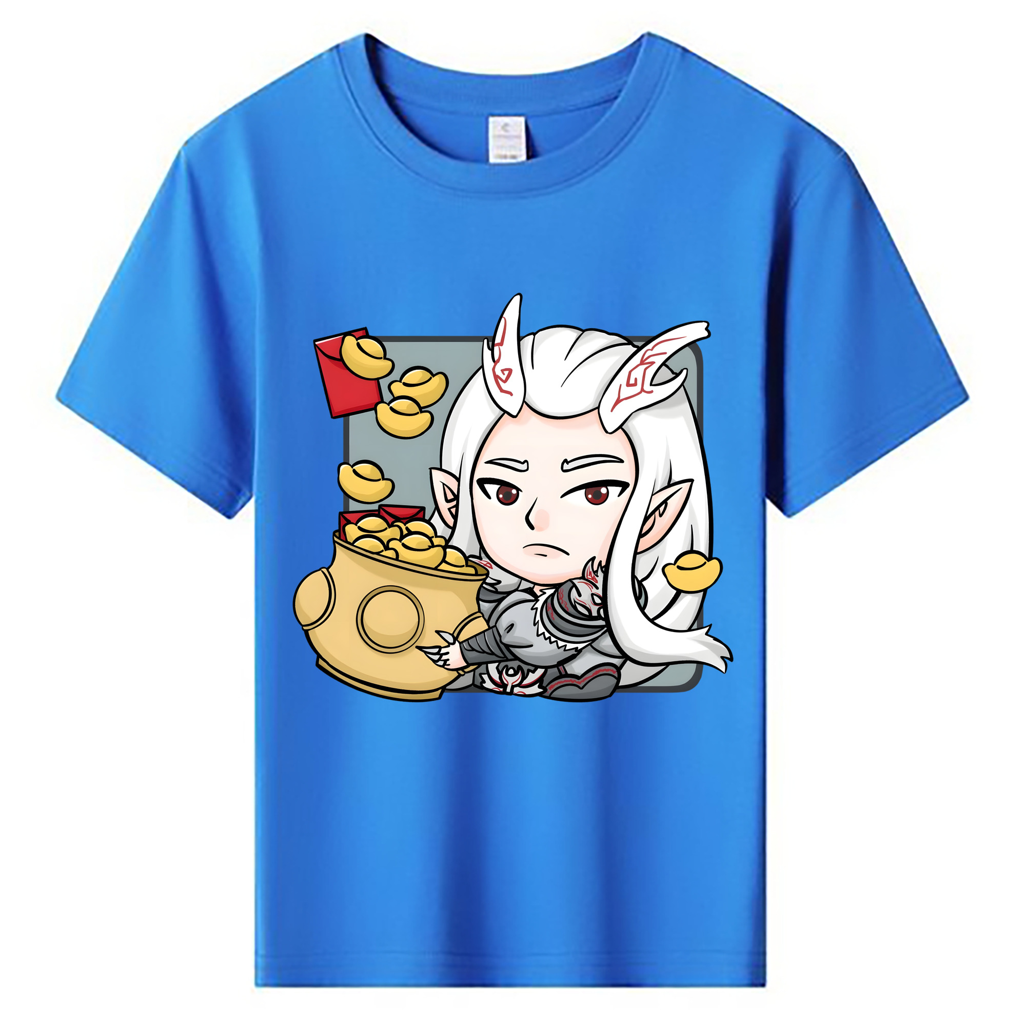 （画像用） Ne Zha 2 ナタ 魔童の大暴れ 綿100％キッズTシャツ（フロントプリント）